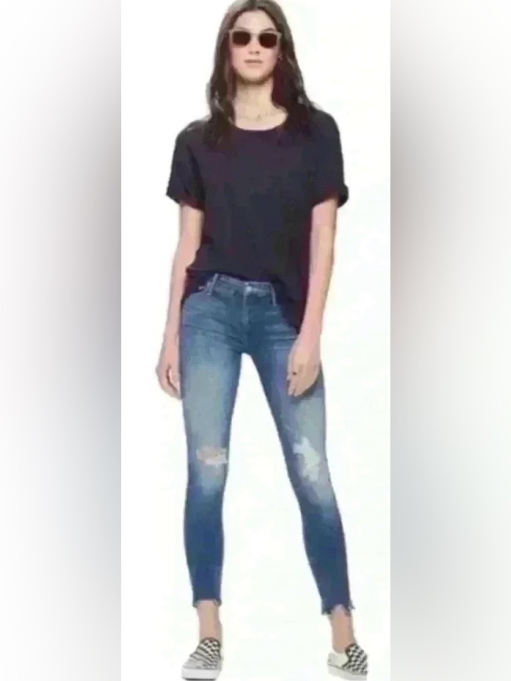 MOTHER The Looker Ankle Step Fray Jeans Breaking the Law Distressed 28
